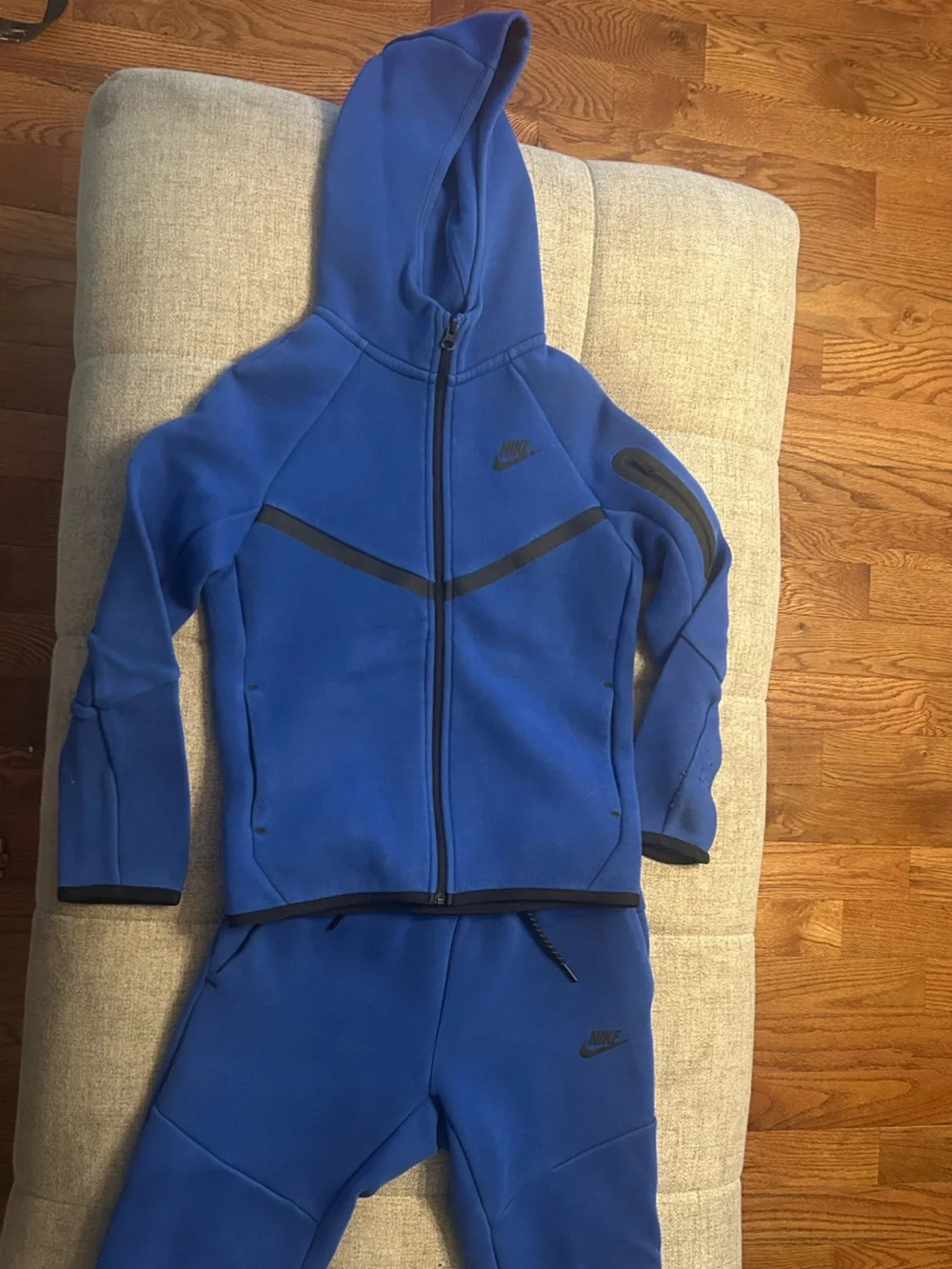 Nike Blue Kids Hoodie Bomber Jacket with Black Accents